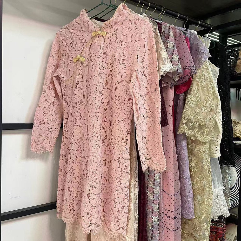 Ladies used dress lace sexy elegant women summer used clothing second hand female dress used clothes in bales