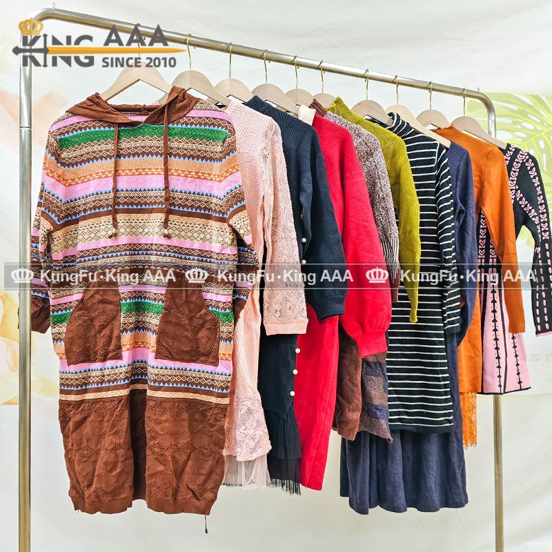KINGAAA long sleeve sweater dress bale used clothes women dresses bales of mixed used clothing in london