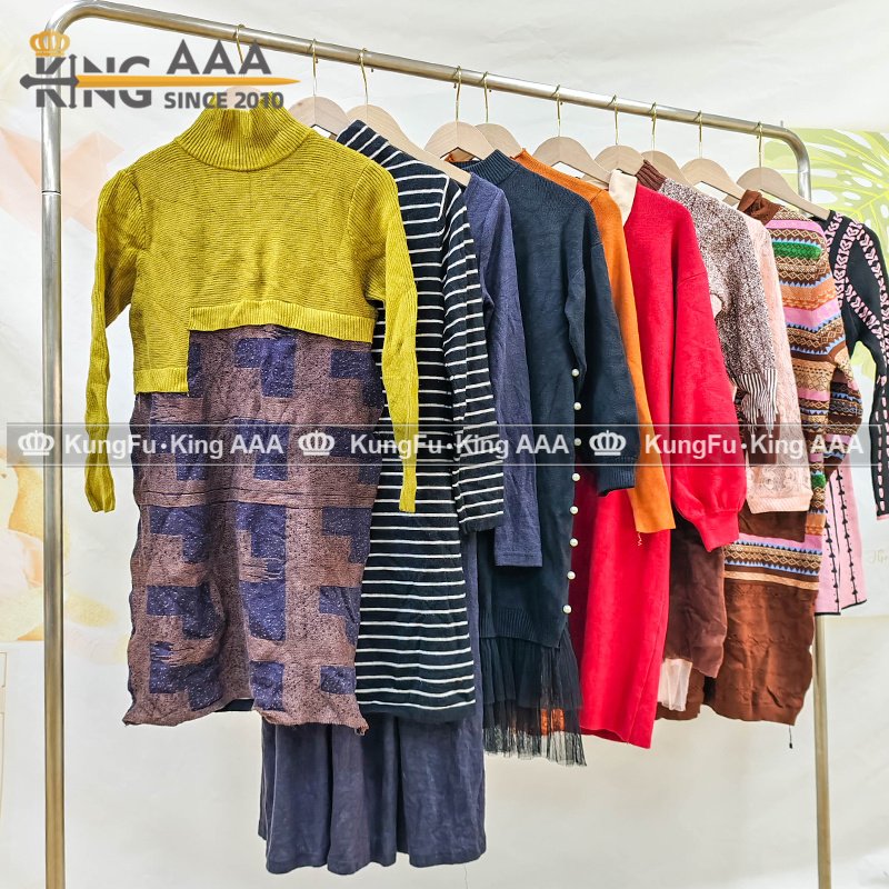 KINGAAA long sleeve sweater dress bale used clothes women dresses bales of mixed used clothing in london