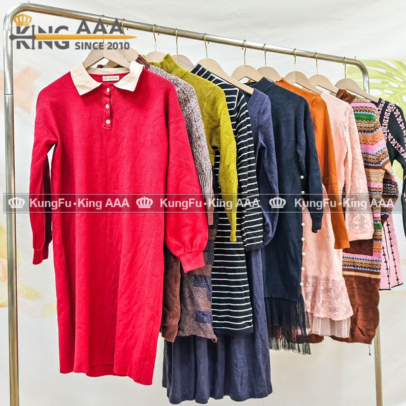 KINGAAA long sleeve sweater dress bale used clothes women dresses bales of mixed used clothing in london