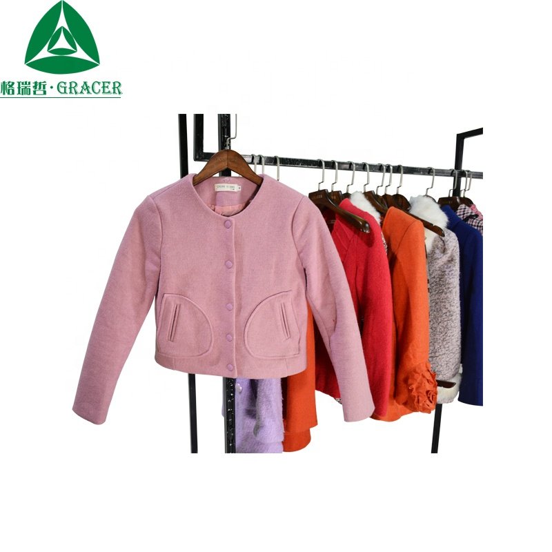Second Hand Clothes Ladies Worsted Coat Used Clothes Factory Stock Wholesale Bales Bulk