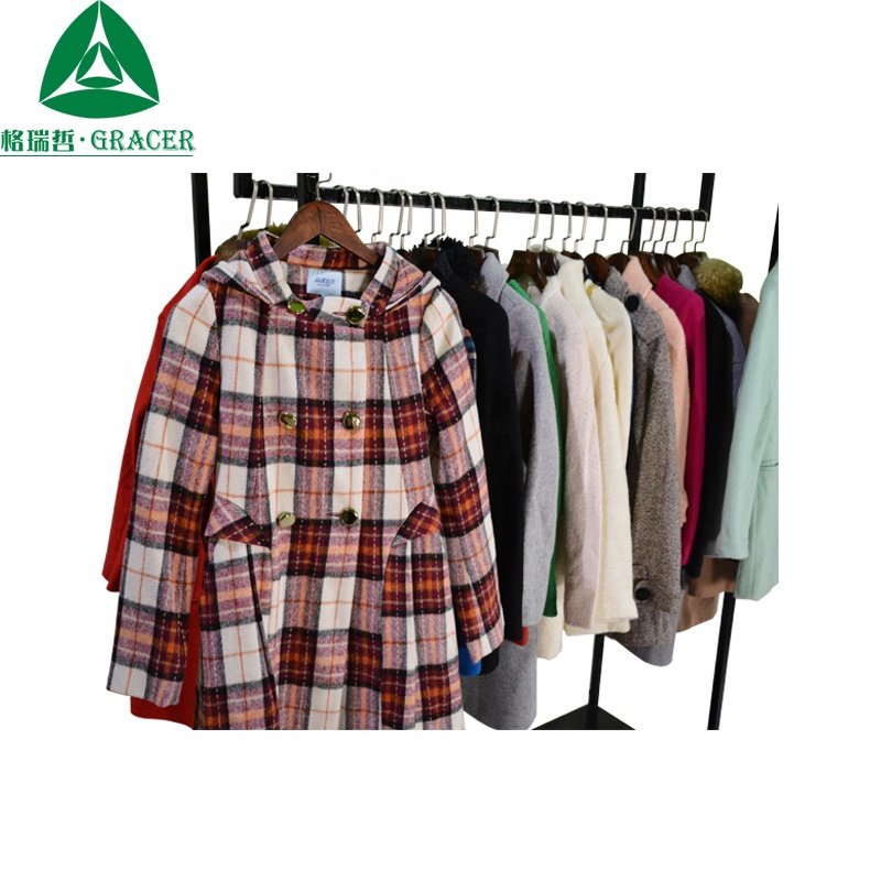 Second Hand Clothes Ladies Worsted Coat Used Clothes Factory Stock Wholesale Bales Bulk