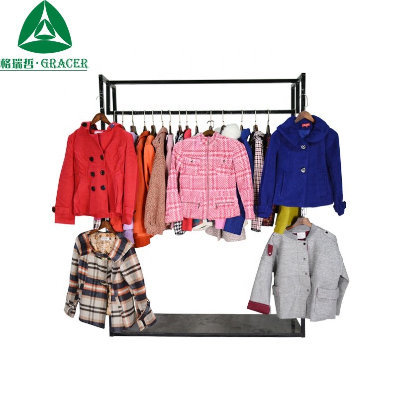 Second Hand Clothes Ladies Worsted Coat Used Clothes Factory Stock Wholesale Bales Bulk
