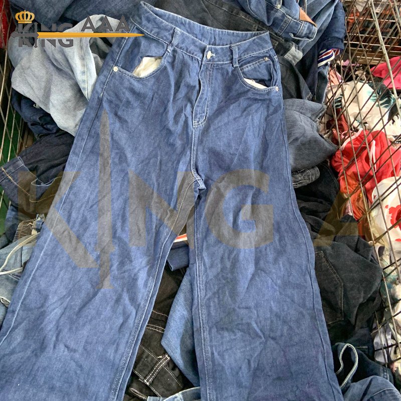 GEYU Women's Wide Leg Pants Second Hand Pants Used Clothes Denim Trousers Loose Straight Wide Leg Mopping Jean Pants for Women