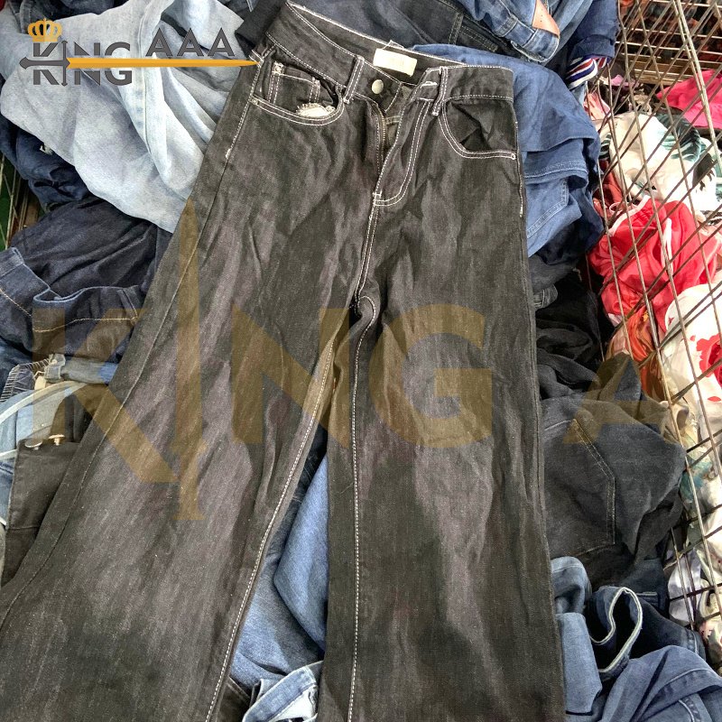 GEYU Women's Wide Leg Pants Second Hand Pants Used Clothes Denim Trousers Loose Straight Wide Leg Mopping Jean Pants for Women
