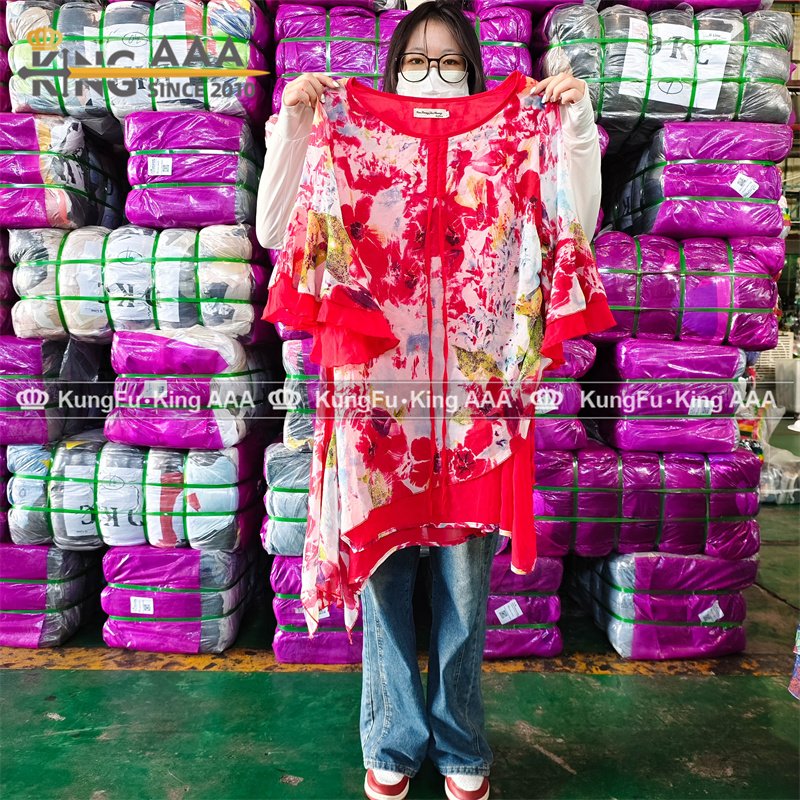 Wholesale Beach Casual Dresses Maxi Ladies Chiffon Women Dress Second Hand Used Clothes Clothing Bales With Floral Print