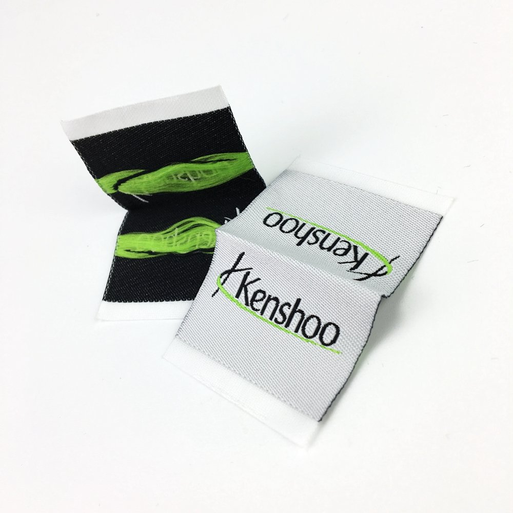 custom clothes woven label End fold Woven Sew-on labels garment fabric wig Label