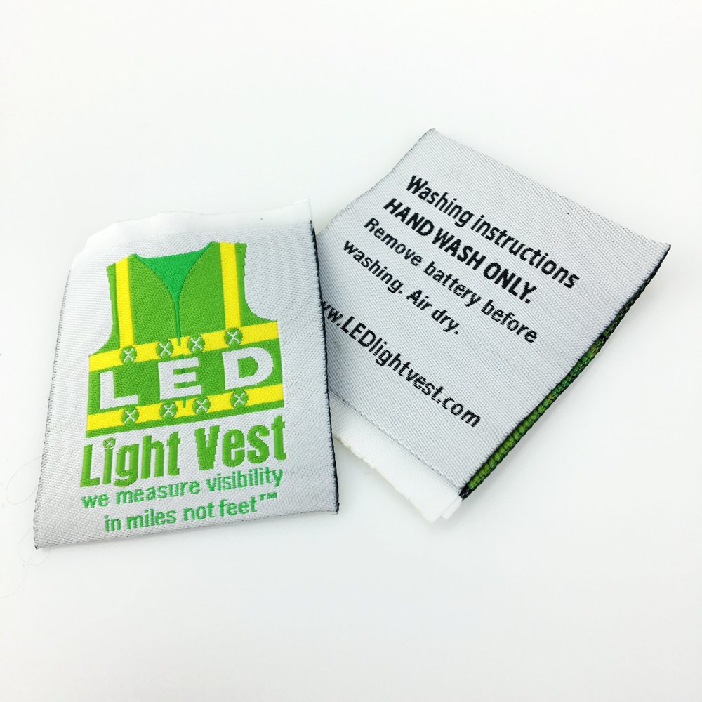custom clothes woven label End fold Woven Sew-on labels garment fabric wig Label