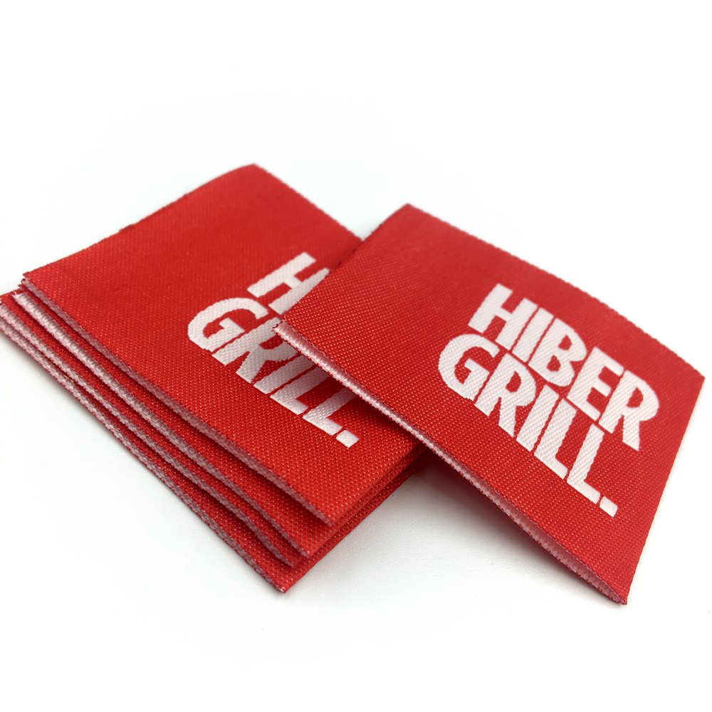 custom clothes woven label End fold Woven Sew-on labels garment fabric wig Label