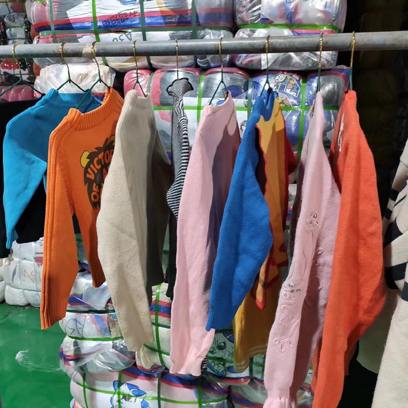 A Great Second Hand Clothing High Quality Wholesale Colourful Knit Children Sweater Used Clothes