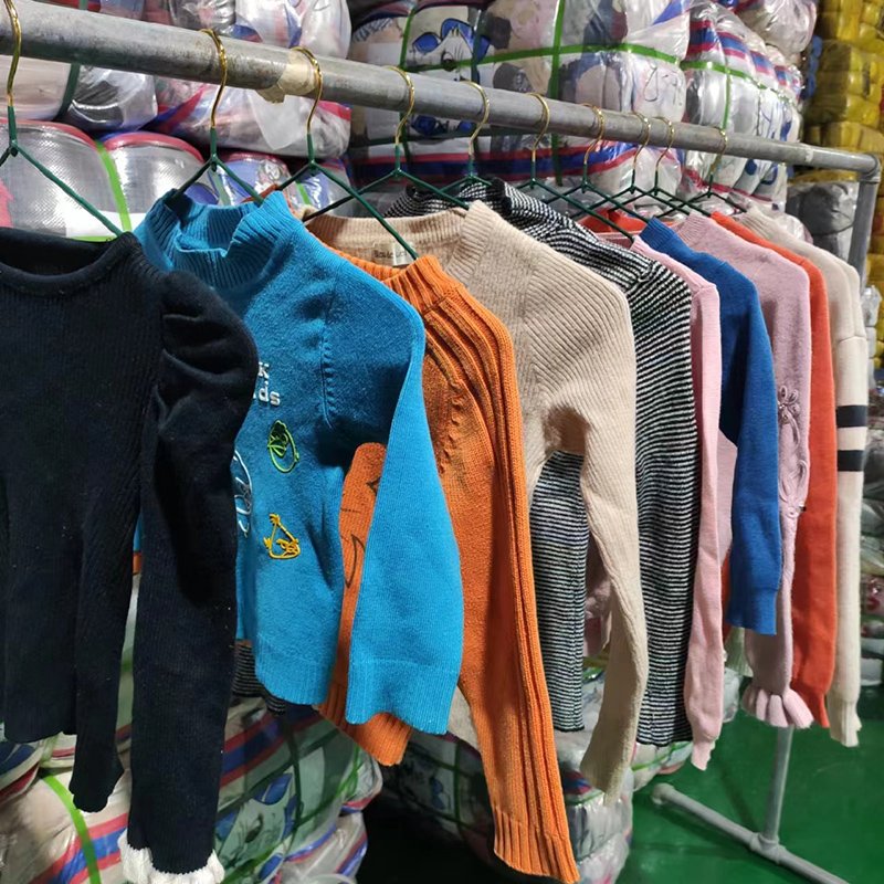 A Great Second Hand Clothing High Quality Wholesale Colourful Knit Children Sweater Used Clothes