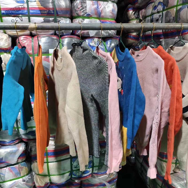 A Great Second Hand Clothing High Quality Wholesale Colourful Knit Children Sweater Used Clothes