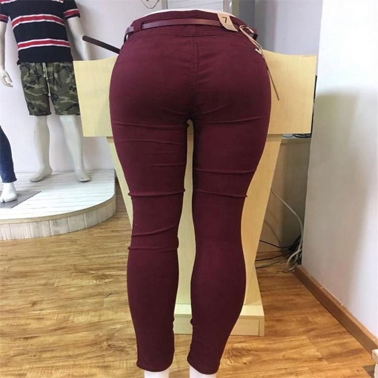 cut label second-hand girl jeans fashion design narrow bottom jeans for women stock bulk sale clothes