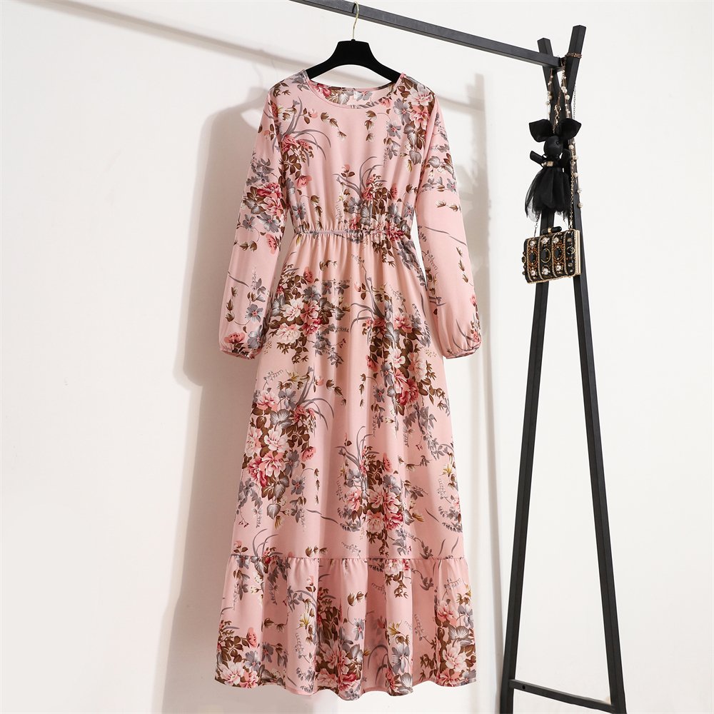 2023 Spring Women Maxi Dresses Casual Full Sleeve Floral Printed O-neck Woman Bohe Beach Party Long used clothes