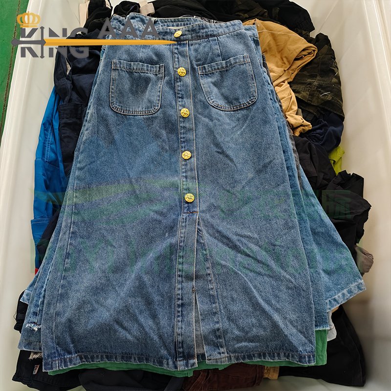 Wholesale New Style Jeans Skirt Second Hand Clothes Denim Casual Dresses Women Clothes Bales Dress Branded Used Clothes