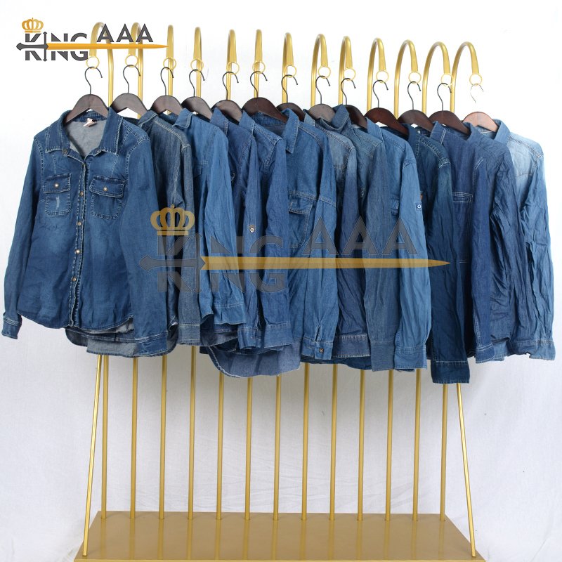 Winter 100% Denim Shirts Men Casual Second hand Long Sleeve Shirt for Men Jeans Male Tops