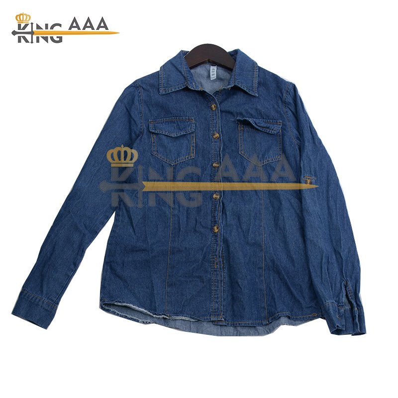 Winter 100% Denim Shirts Men Casual Second hand Long Sleeve Shirt for Men Jeans Male Tops