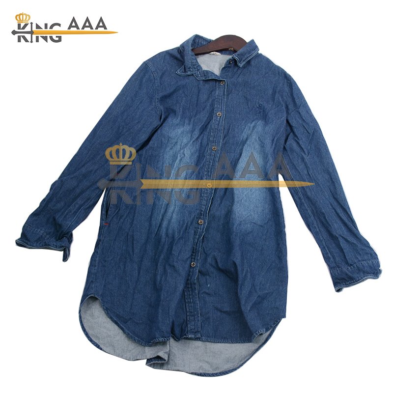 Winter 100% Denim Shirts Men Casual Second hand Long Sleeve Shirt for Men Jeans Male Tops