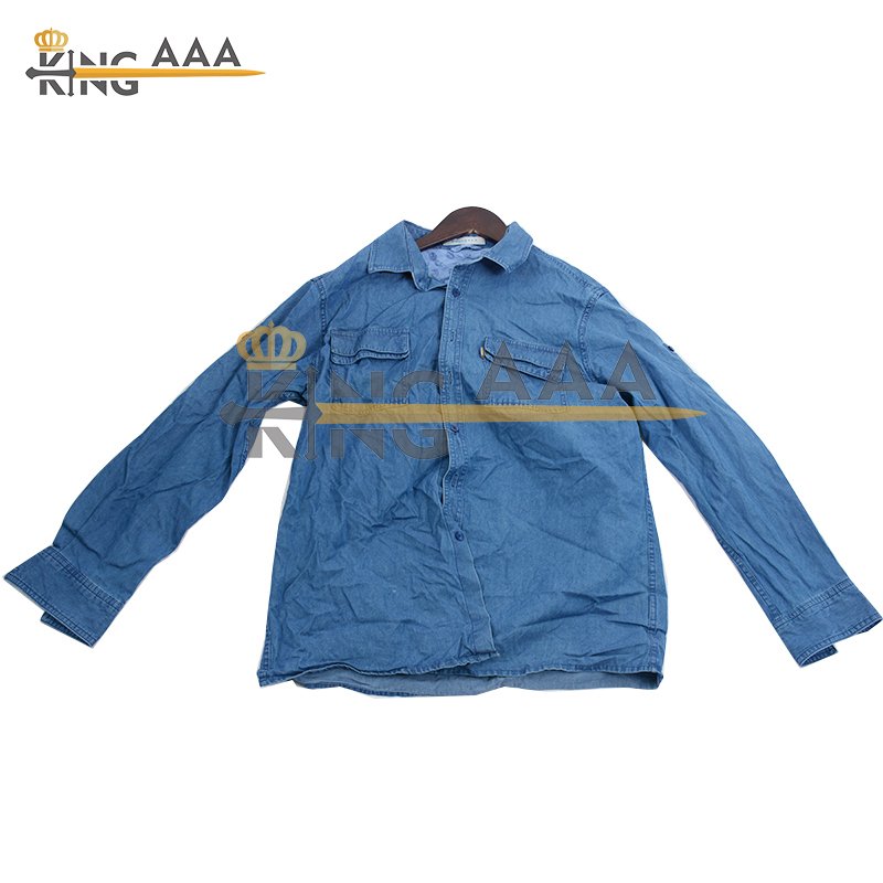 Winter 100% Denim Shirts Men Casual Second hand Long Sleeve Shirt for Men Jeans Male Tops