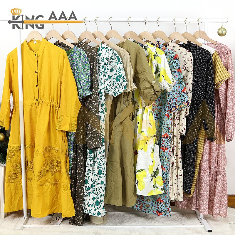 Elegant Silk Summer Long Dress Used Clothes Ukay Ukay Floral Supplier Women's Used Dresses Second Hand Casual Female Clothes