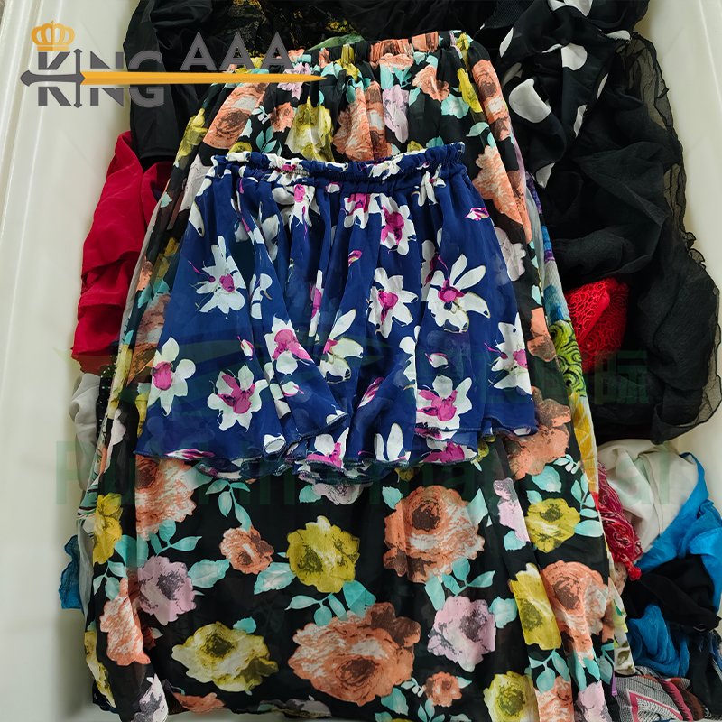 Wholesale Branded Used Skirt Used Clothing Bales Clothes Vintage Style Casual Silk Long Casual Skirts for Women
