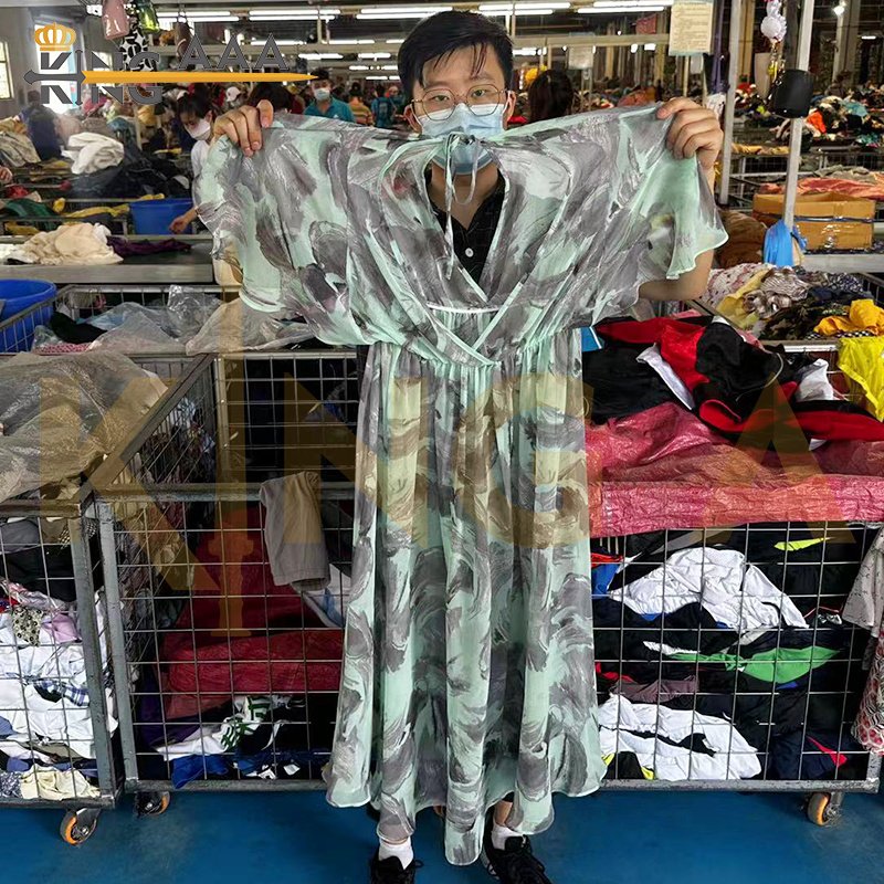Silk Dress lady gorgeous Used Clothes bales fashion good quality stock dress