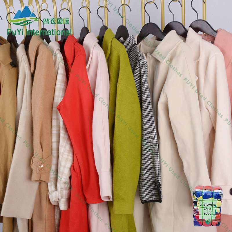 Ladies woolen worsted coat long sleeves used clothes second hand clothing bales ladies