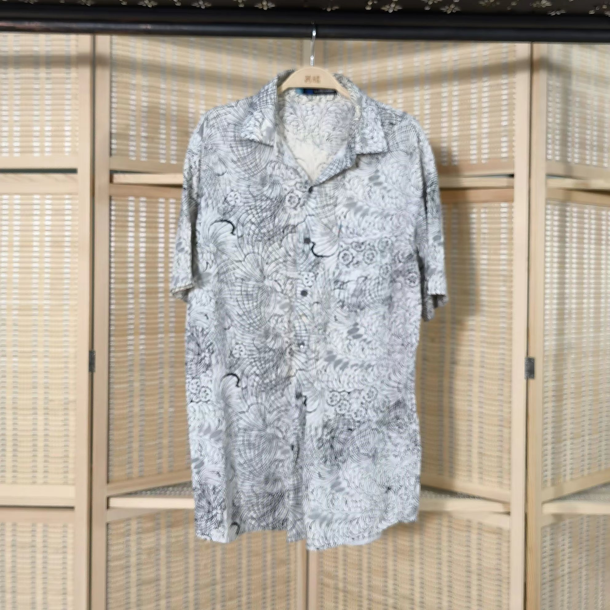 Wholesale Casual Turndown Collar Print Short Sleeve Button Used B Short Shirt Second Hand Clothes