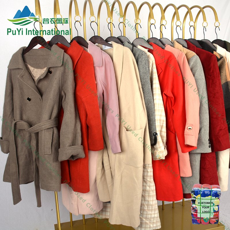 Ladies woolen worsted coat long second hand clothes branded buy used clothes bulk used clothing china