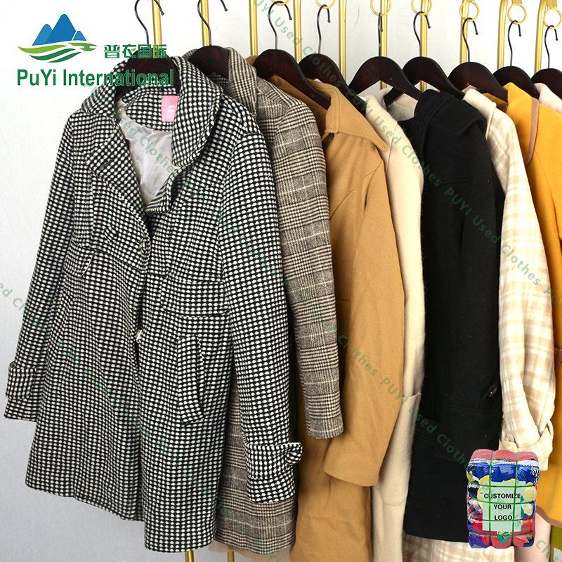 Ladies woolen worsted coat long second hand clothes branded buy used clothes bulk used clothing china