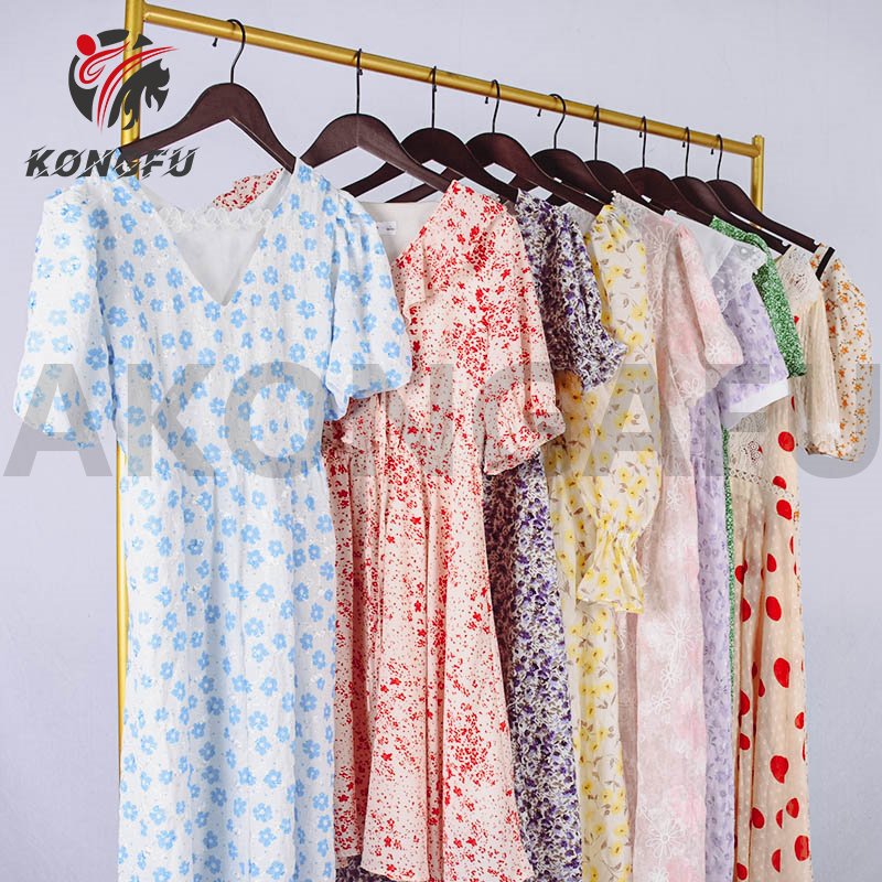 AKONGFU ladies summer dresses fashion clothing for women used clothes from uk second hand clothing