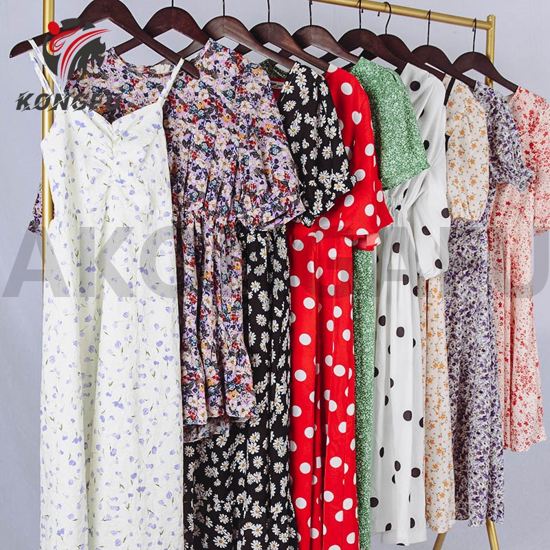 AKONGFU ladies summer dresses fashion clothing for women used clothes from uk second hand clothing