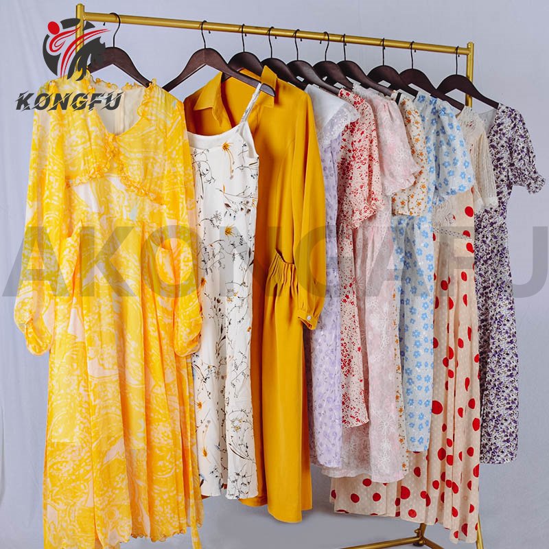AKONGFU ladies summer dresses fashion clothing for women used clothes from uk second hand clothing