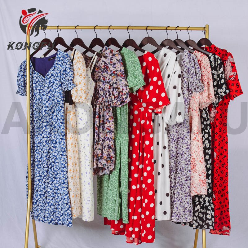 AKONGFU ladies summer dresses fashion clothing for women used clothes from uk second hand clothing
