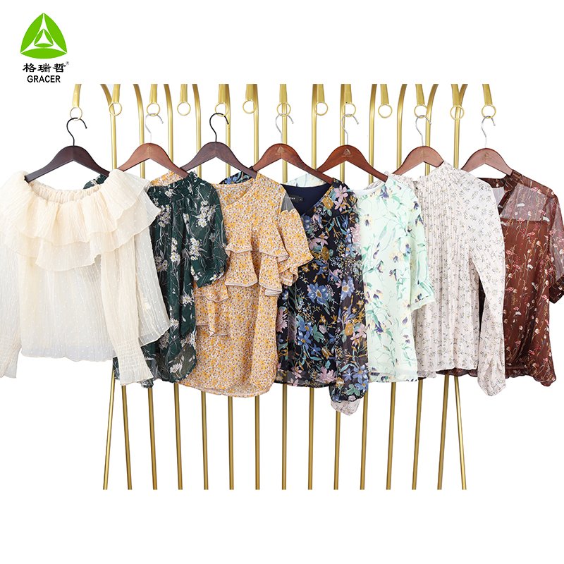 Second Hand Clothing Bales 100kg Used Clothes Ladies Tops Blouse