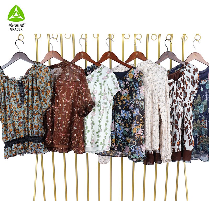 Second Hand Clothing Bales 100kg Used Clothes Ladies Tops Blouse