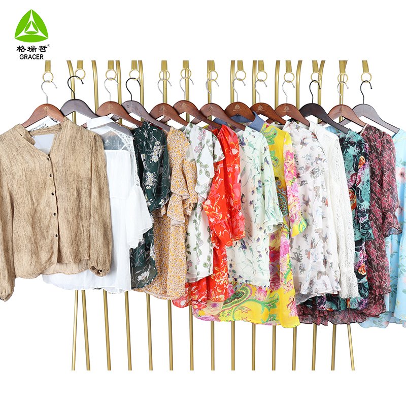 Second Hand Clothing Bales 100kg Used Clothes Ladies Tops Blouse