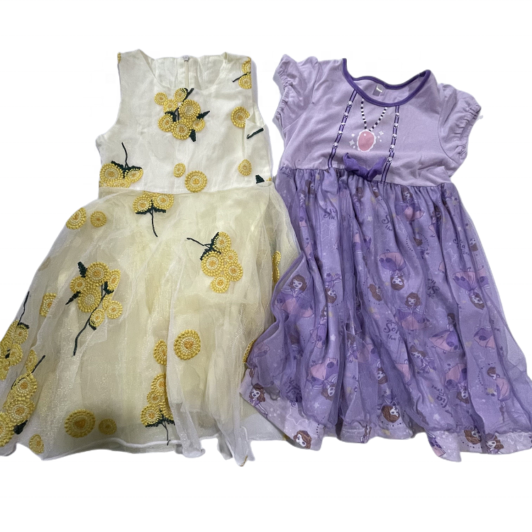 wholesale used fashion style kids clothes bales 2nd children dress thrift girls party dresses in bundle