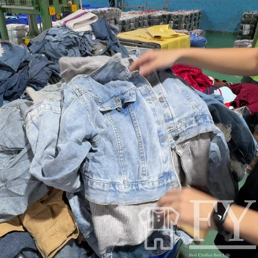 FengYang Denim Jackets Dubai Used Clothes In Bales Second Hand Clothes Bales Thrifted