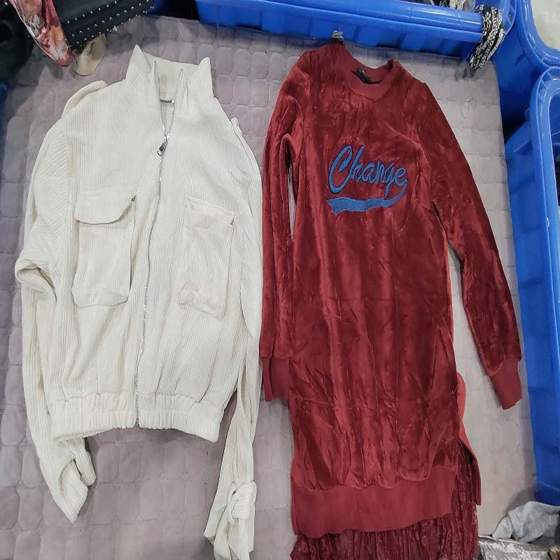 second hand bales golden velvet mix Winter Clothes Fashion Dress For Ladies used clothes