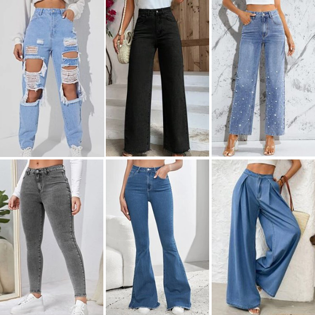 Wholesale fashion classic basic casual slim fit women's jeans flared pants high waisted jeans mixed random delivery