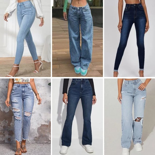 Wholesale fashion classic basic casual slim fit women's jeans flared pants high waisted jeans mixed random delivery