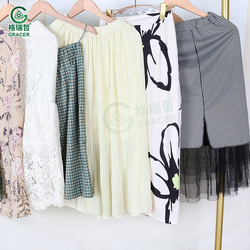 Thrift Second Hand Clothing Dress Used Clothes Adult Ladies Cotton Long Skirt Bales For Women