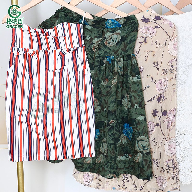 Thrift Second Hand Clothing Dress Used Clothes Adult Ladies Cotton Long Skirt Bales For Women