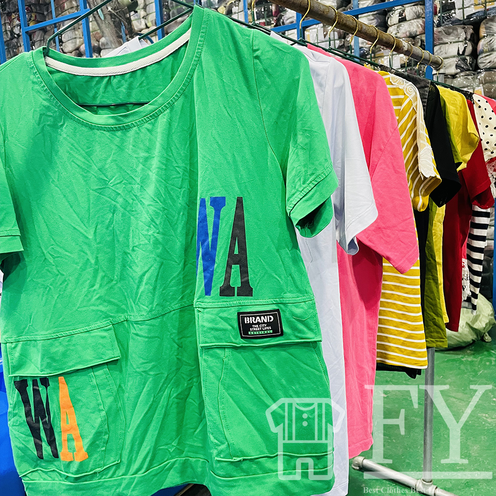 FengYang Tops T-Shirt Womens Clothes In Stock At Low Price Womens Bales Mixed Used Clothing