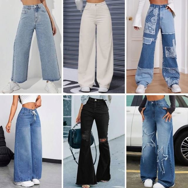 Wholesale 2024 Summer Inventory Retro High Waist Slim Fit Design Straight Leg Wide Leg Women's Jeans Randomly Shipped