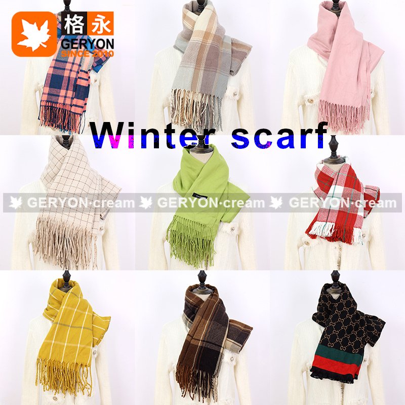 GERYON vintage wool scarf luxury winter apparel surplus branded stock lot leftover ukay ukay bales used clothes scarf for winter