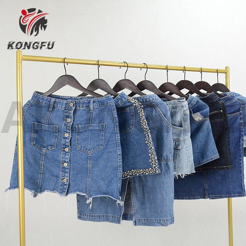 AKONGFU denim skirts for women ladies used woman jean skirts used clothes ton second hand clothes in bulk bales in wholesale