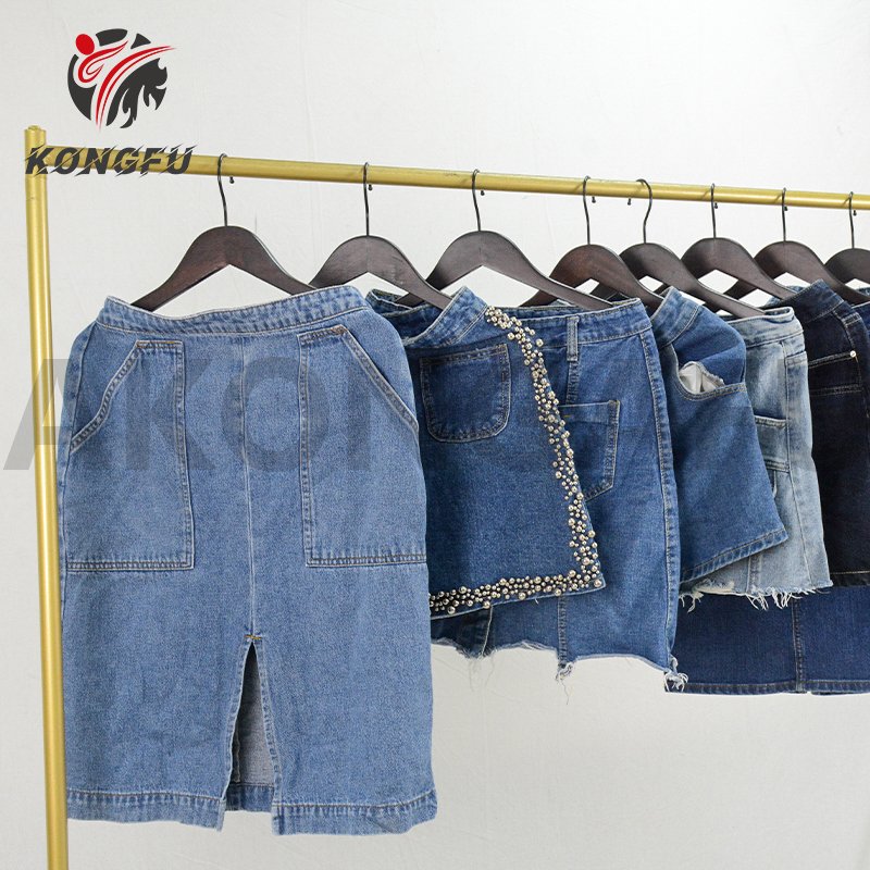AKONGFU denim skirts for women ladies used woman jean skirts used clothes ton second hand clothes in bulk bales in wholesale