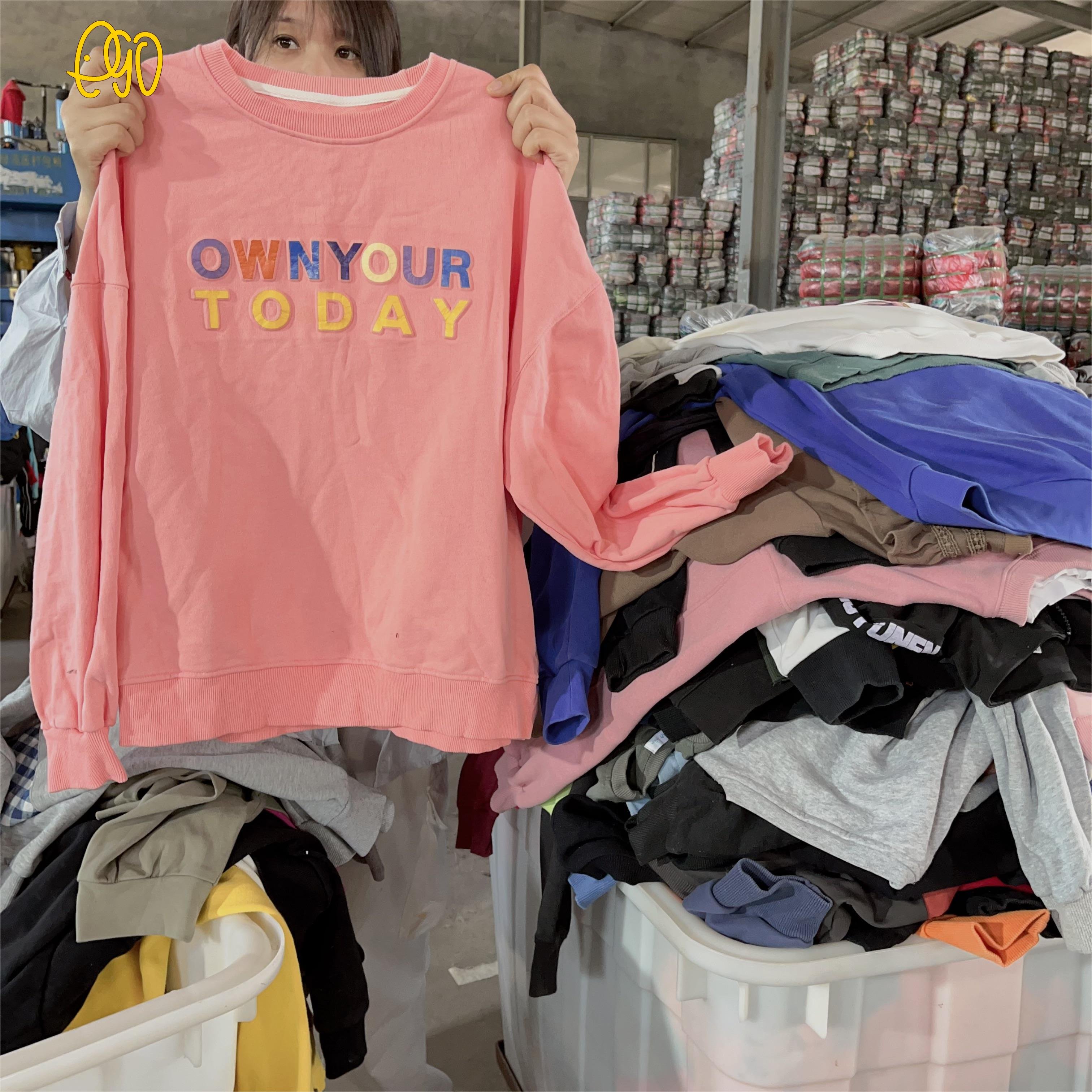 crewneck sweatshirt korea branded used thick hoody sportswear korean bales mixed used clothing 45kg clothes used man clothing